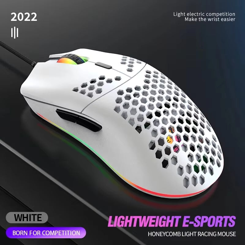 M1 Ultralight Wired Gaming Mouse - 69G Honeycomb Design, RGB Chroma Backlighting, 6400 DPI, Ergonomic for Laptop and PC Gamers