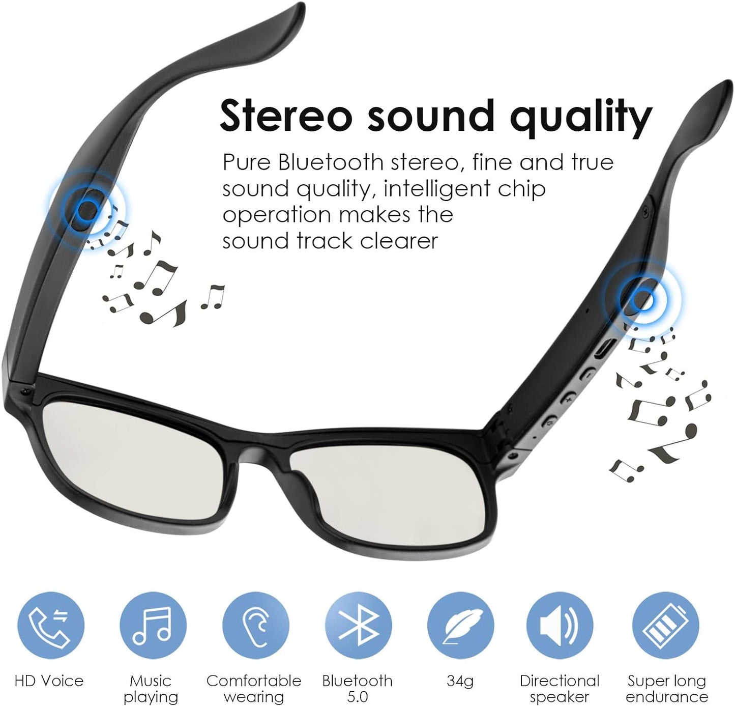 Revolutionary Smart Audio Glasses - Wireless Bluetooth Polarized Sunglasses with IPX4 Waterproof Protection