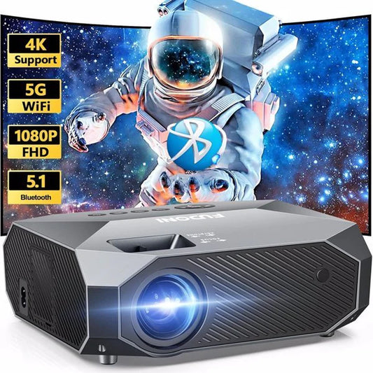 Ultra HD 1080P Projector with 5G WiFi & Bluetooth - 4K Ready, Perfect for Phones, PCs, TV Sticks & PS5