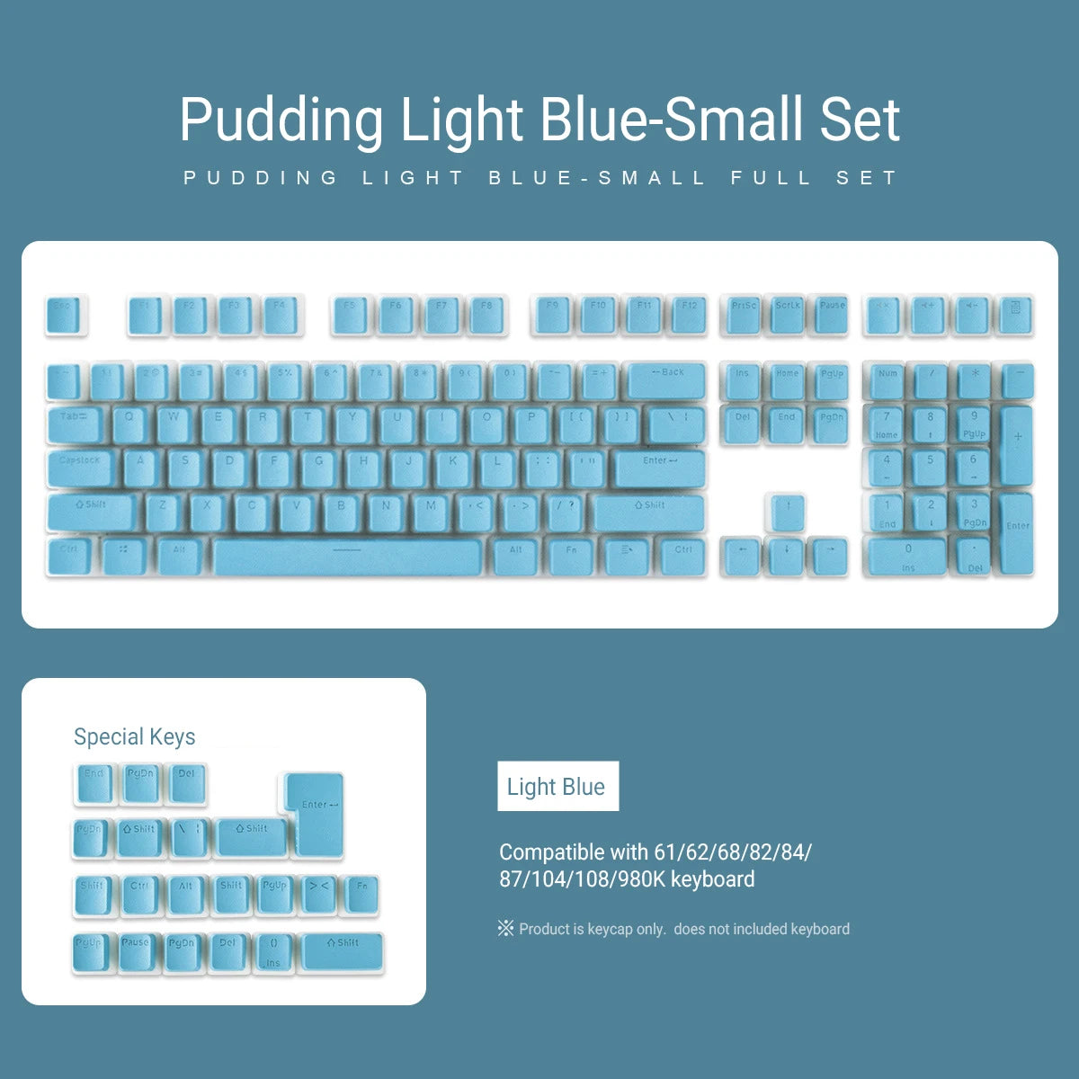 129-Key OEM Profile PBT Double Shot Pudding Keycaps for MX Switch Mechanical Keyboards - ISO Layout with RGB Backlighting