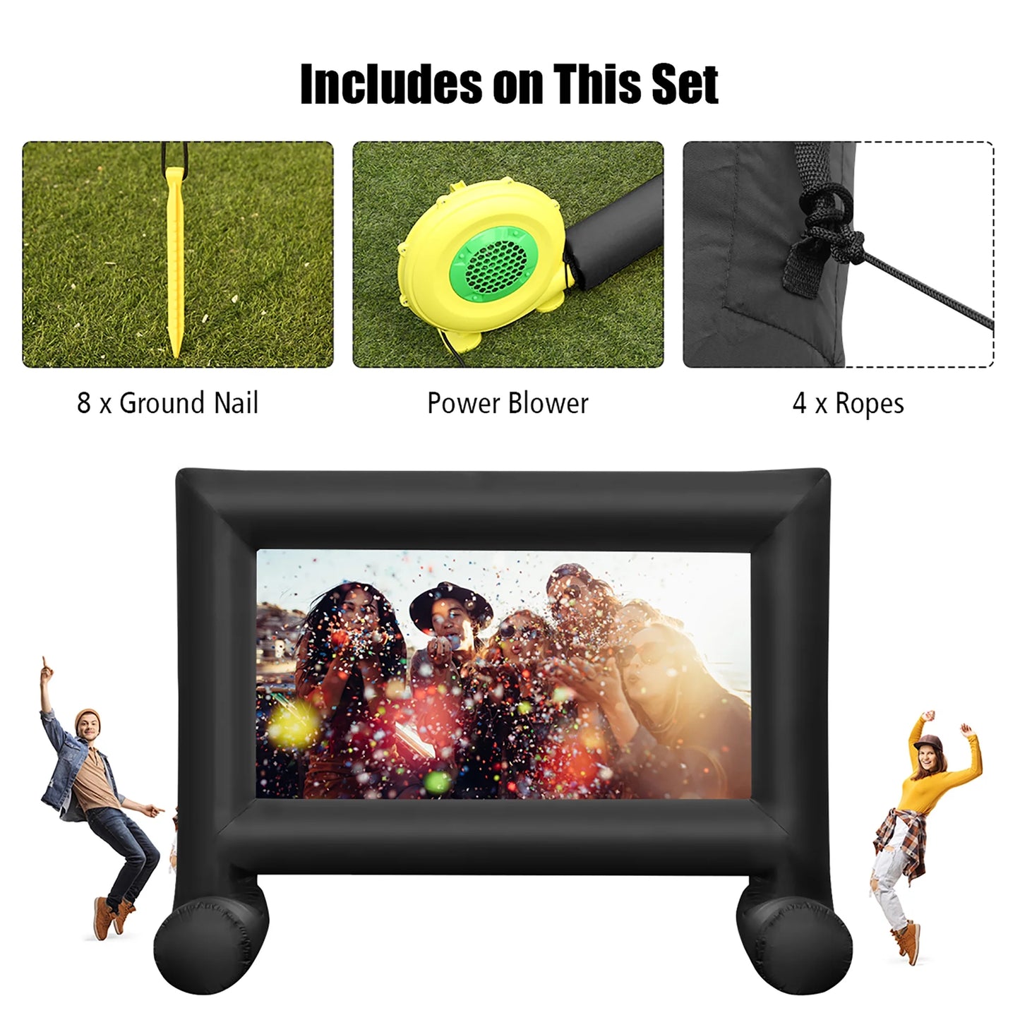 20FT Inflatable Outdoor Projector Screen with Blower - Perfect for Home Theater Experience!