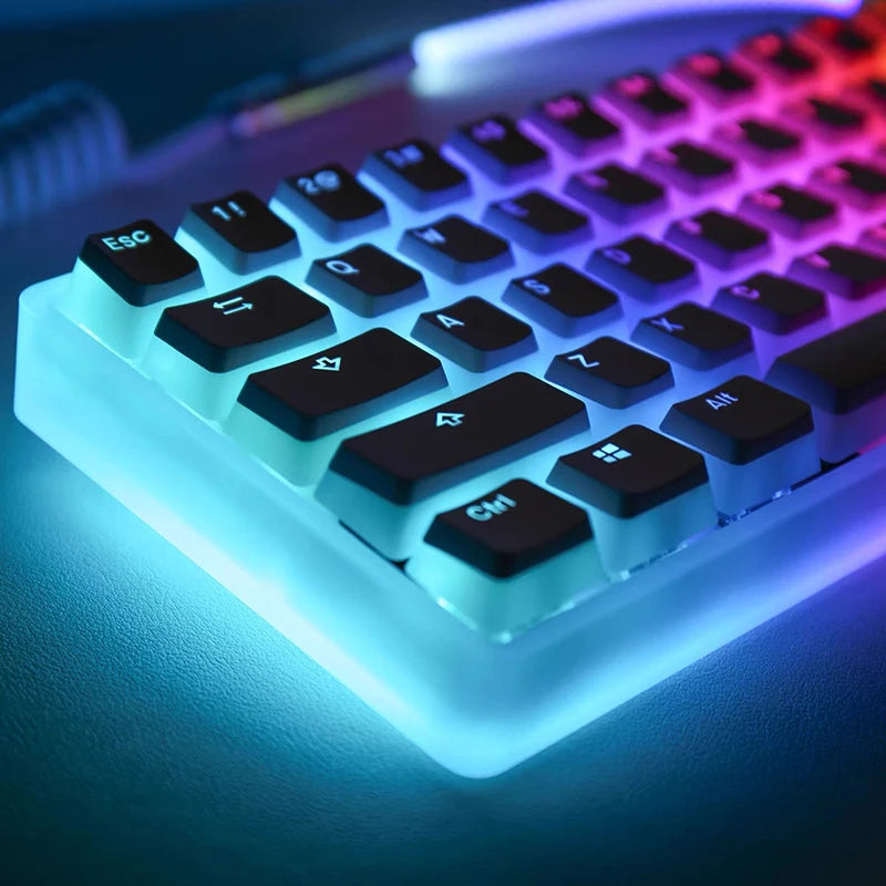 129-Key OEM Profile PBT Double Shot Pudding Keycaps for MX Switch Mechanical Keyboards - ISO Layout with RGB Backlighting