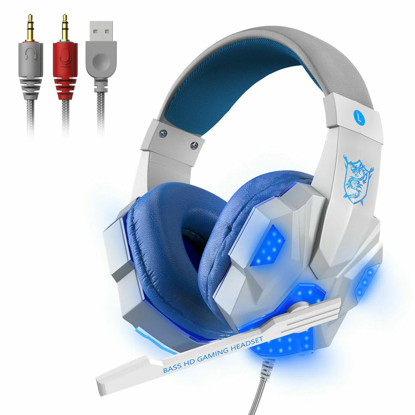 Ultimate 3.5mm Gaming Headset with LED Mic & Stereo Bass Surround for PC, PS4, Xbox One