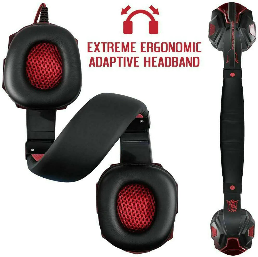 Ultimate 3.5mm Gaming Headset with LED Mic & Stereo Bass Surround for PC, PS4, Xbox One