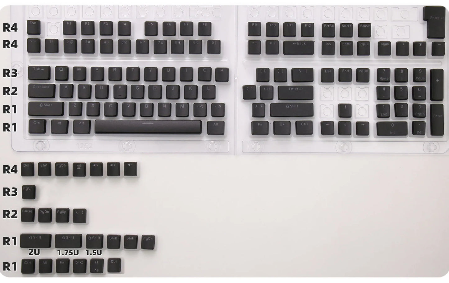 129-Key OEM Profile PBT Double Shot Pudding Keycaps for MX Switch Mechanical Keyboards - ISO Layout with RGB Backlighting