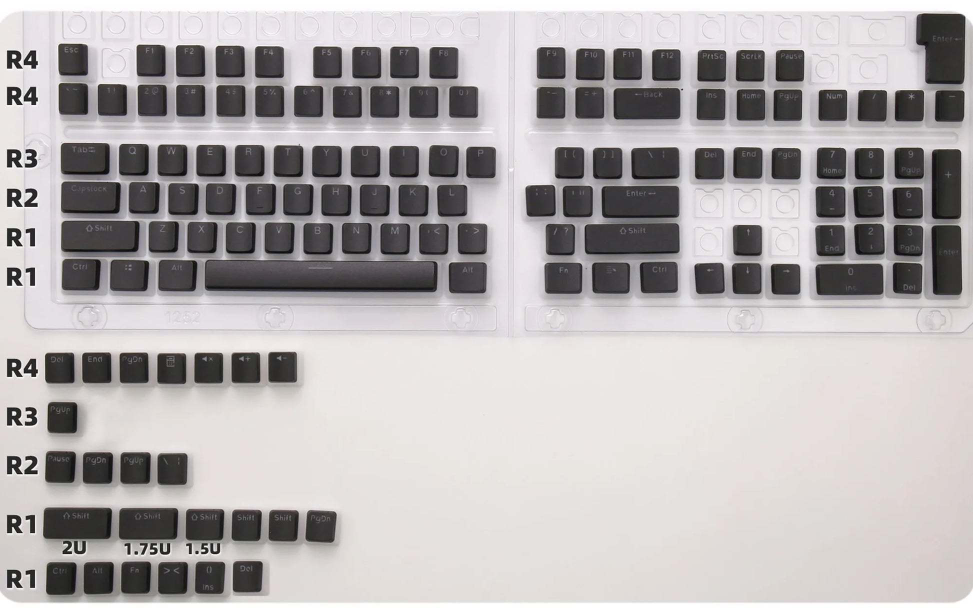129-Key OEM Profile PBT Double Shot Pudding Keycaps for MX Switch Mechanical Keyboards - ISO Layout with RGB Backlighting