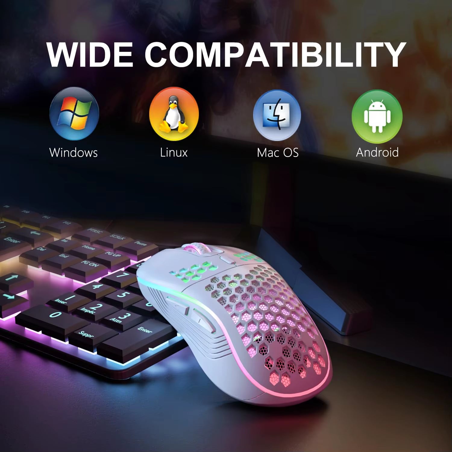 Level up your gaming with our 2.4G Wireless RGB Mouse! 🎮✨ Ergonomic honeycomb design, 6 customizable buttons, and fast Type C recharge. Get your game on! 🖱️💨 #GamingGear #RGBMouse #ErgonomicDesign