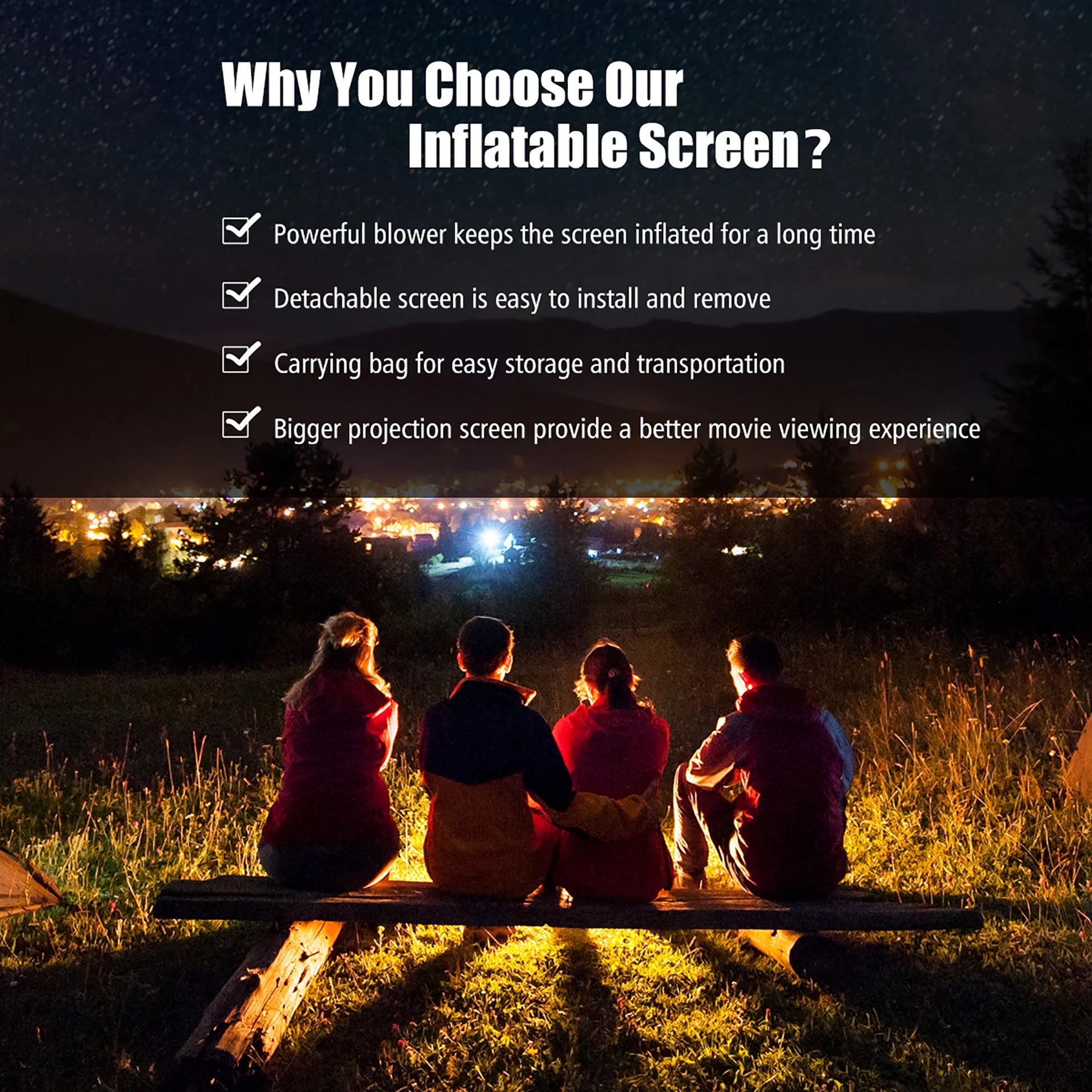 20FT Inflatable Outdoor Projector Screen with Blower - Perfect for Home Theater Experience!