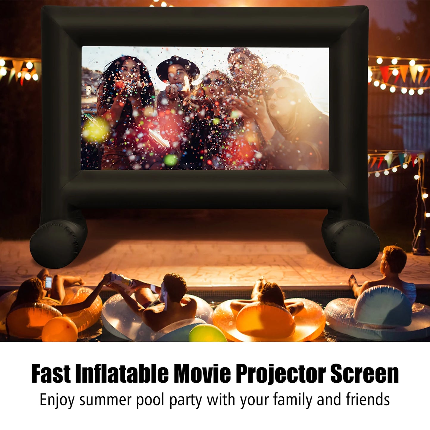 20FT Inflatable Outdoor Projector Screen with Blower - Perfect for Home Theater Experience!
