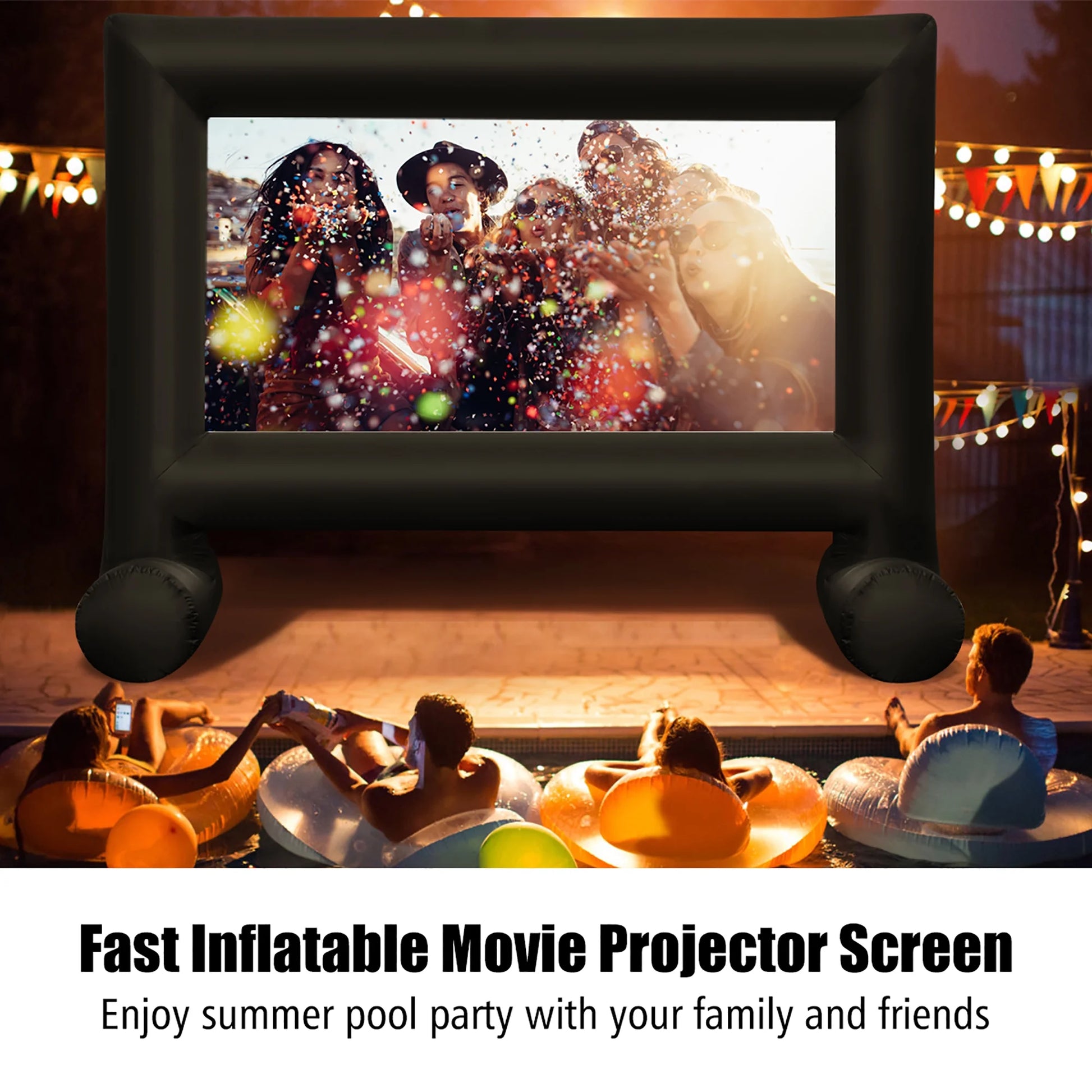 20FT Inflatable Outdoor Projector Screen with Blower - Perfect for Home Theater Experience!