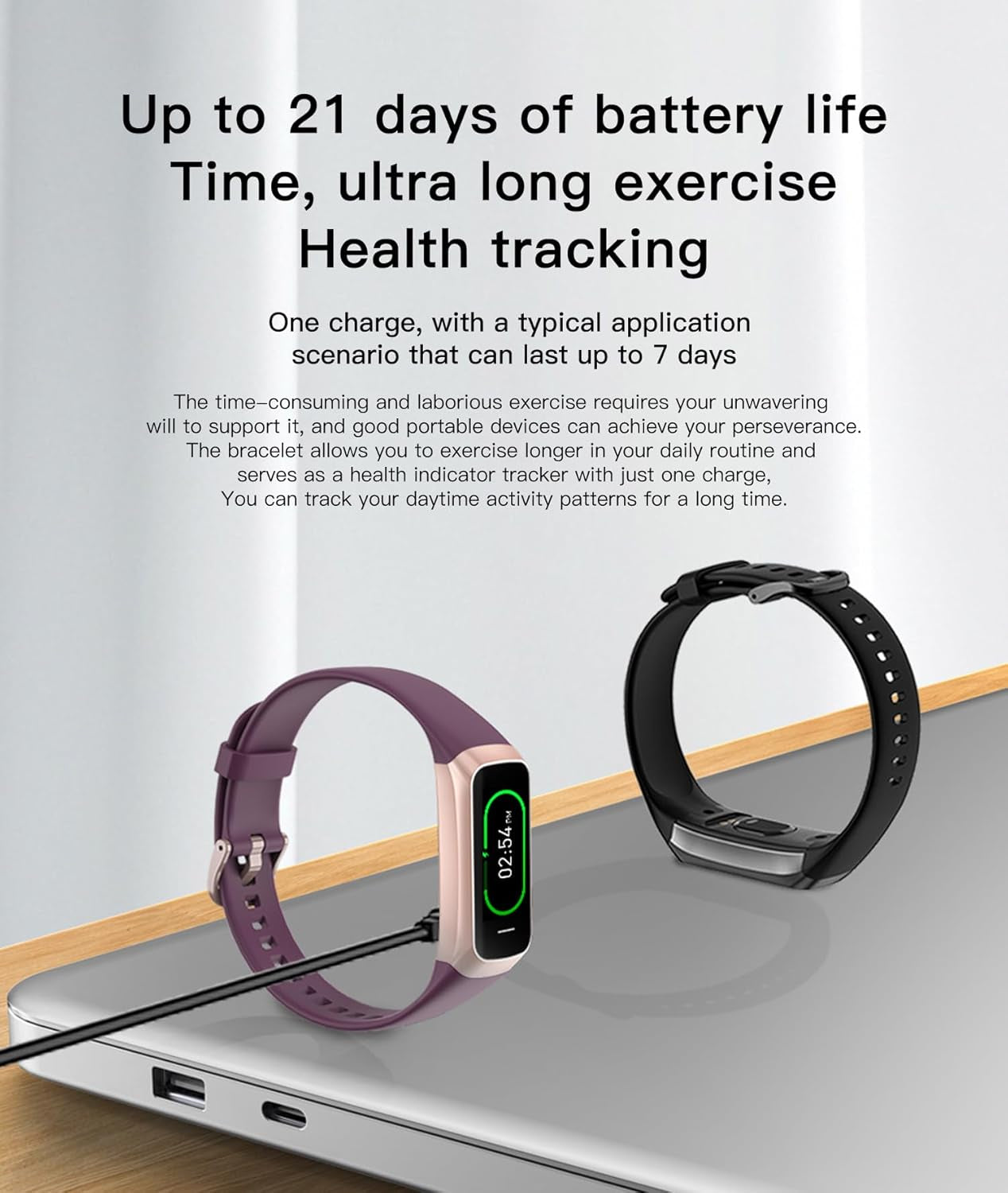 Advanced AMOLED Fitness Tracker for Men & Women - Waterproof Health Monitor with Blood Pressure, Calorie Tracking & Alarm Function for Android & iOS