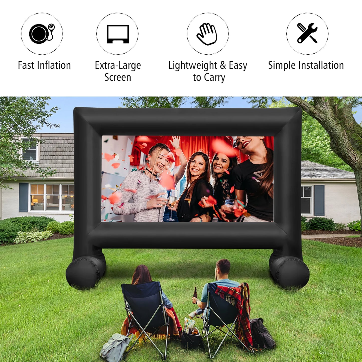 20FT Inflatable Outdoor Projector Screen with Blower - Perfect for Home Theater Experience!