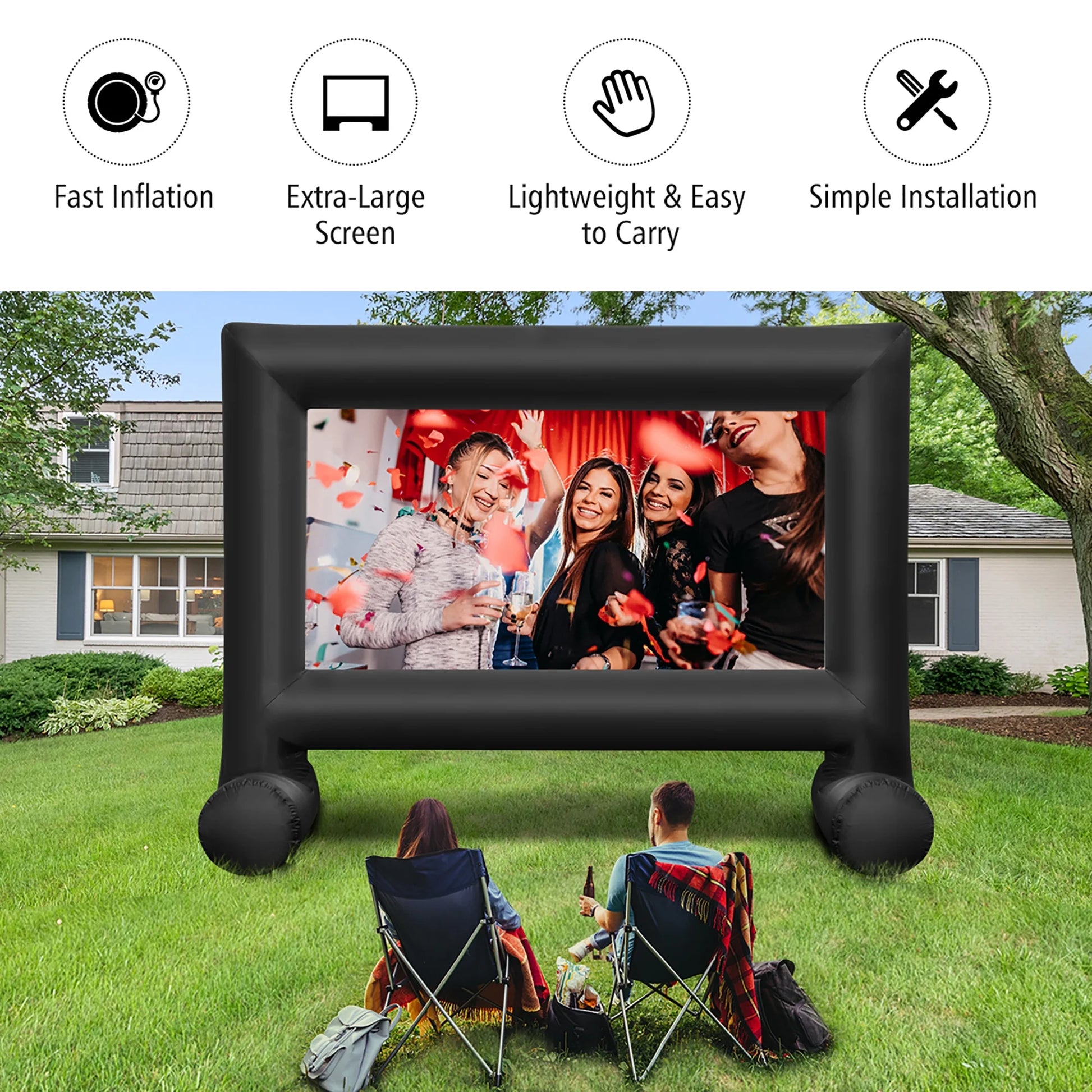 20FT Inflatable Outdoor Projector Screen with Blower - Perfect for Home Theater Experience!