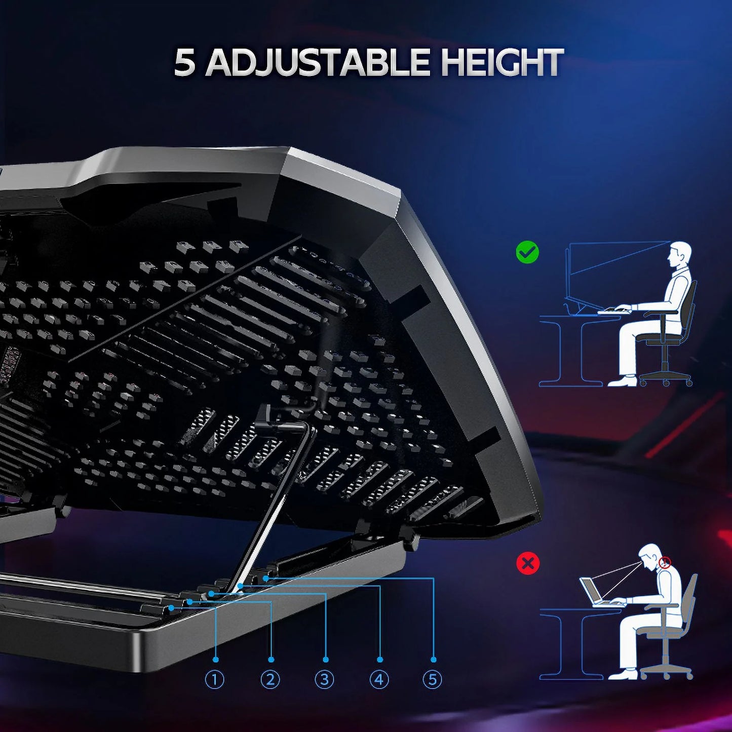 Stay Cool While You Game! 🌟 Laptop Cooling Pad with 3 Powerful Fans for 10-15.6" Notebooks & Gaming Laptops + Handy Phone Holder! 💻🔥