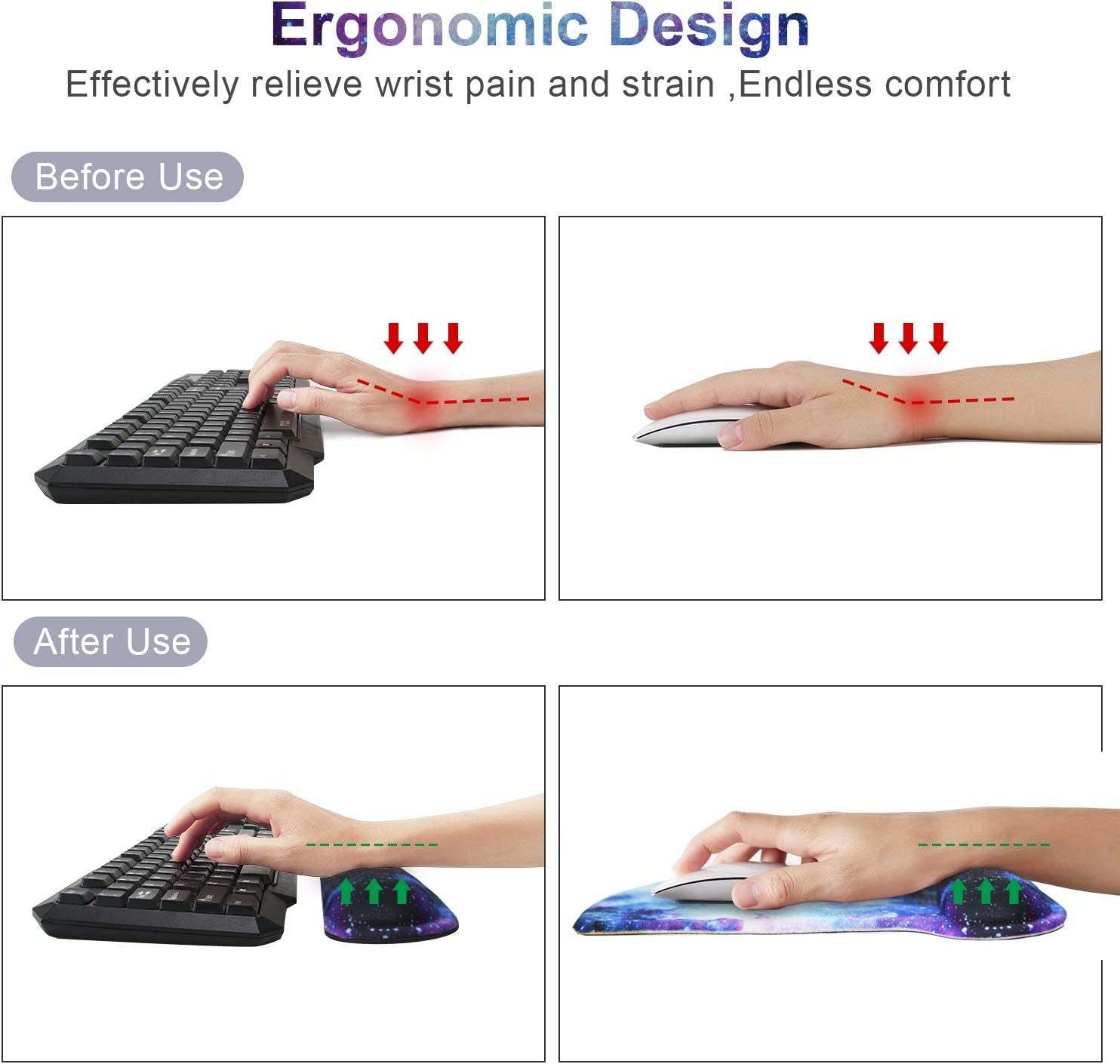 Upgrade Your Workspace: Galaxy Ergonomic Mouse Pad & Wrist Rest Set for Ultimate Comfort and Pain Relief! 🌌🖱️✨