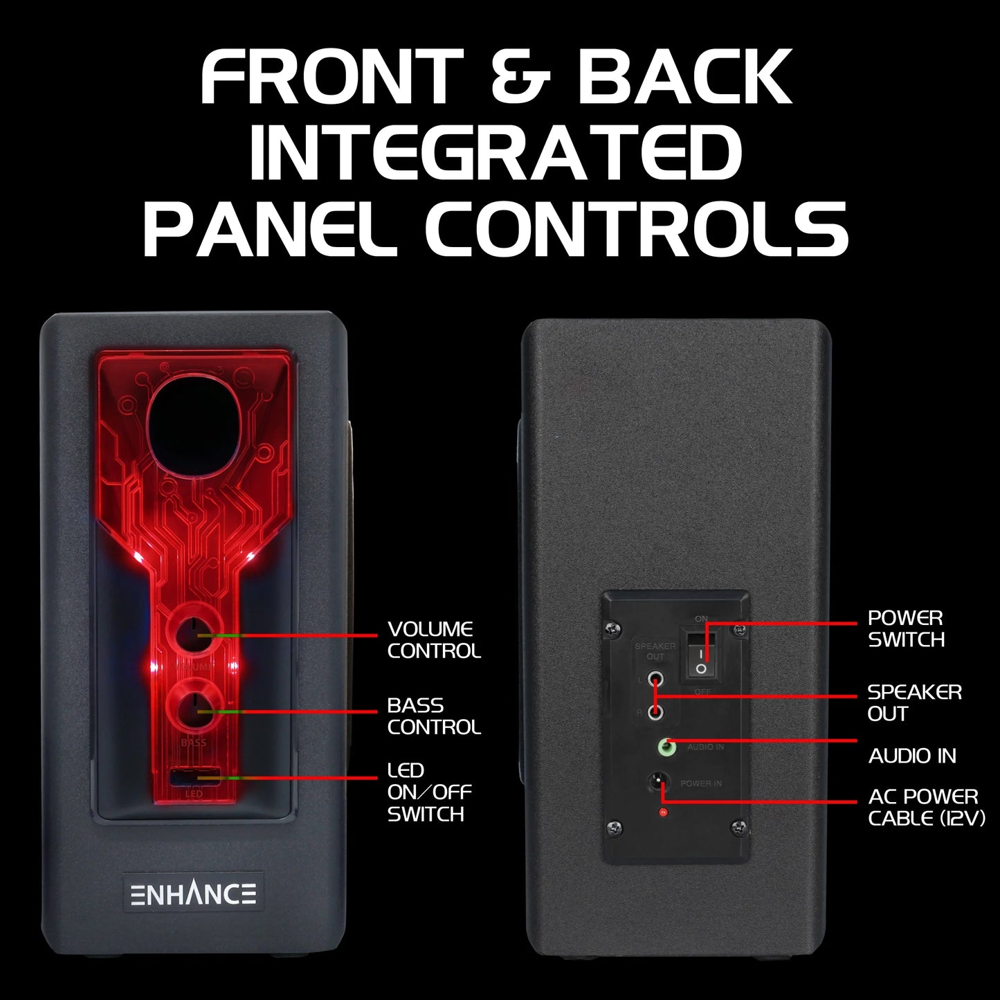 Elevate Your Desktop Sound with SB 2.1 Speakers! 🎶🔥 Subwoofer, Red LED Lights & Custom Volume/Bass Control!