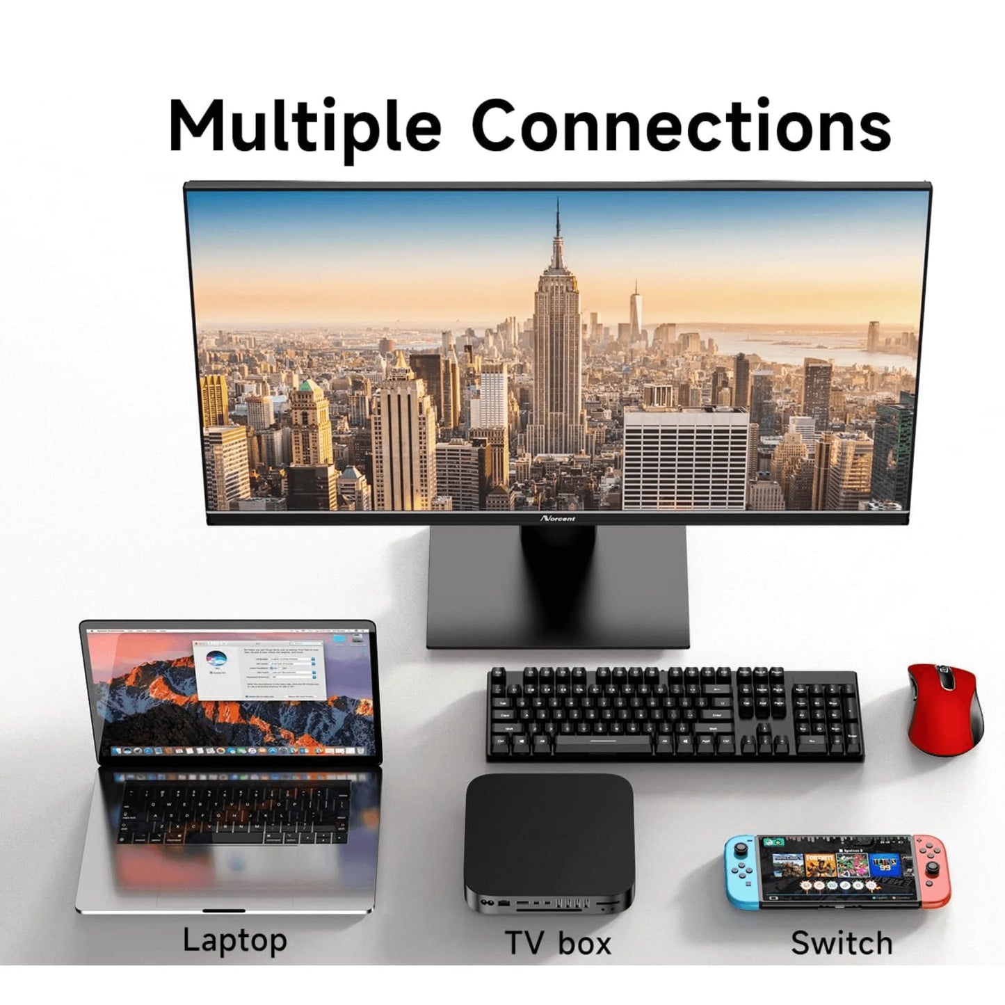 Norcent 27" Frameless FHD Monitor - 75Hz Refresh Rate with Built-In Speakers