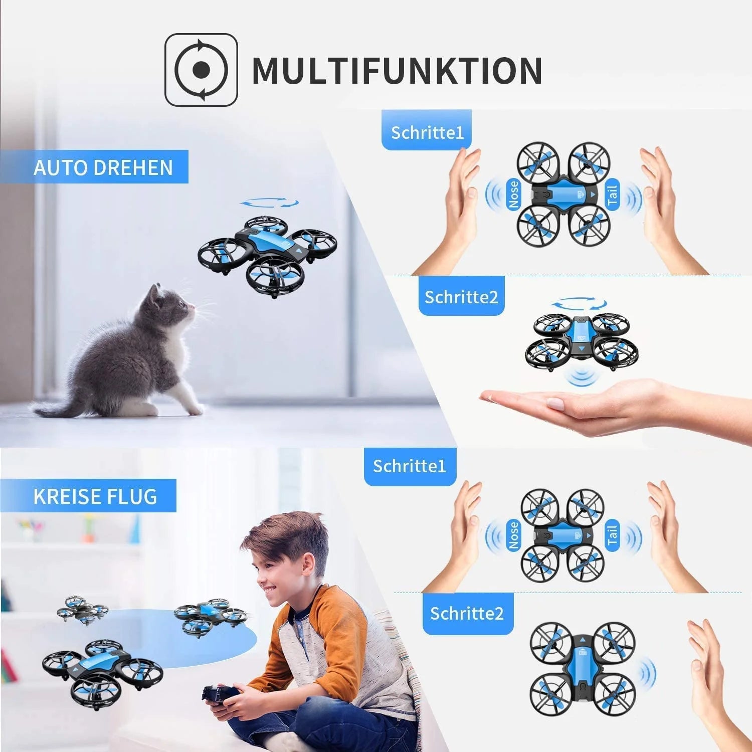 Experience the Sky: Mini Drone with 720P HD Camera - FPV Real-Time Video & 3 Modular Batteries - Perfect for All Ages!