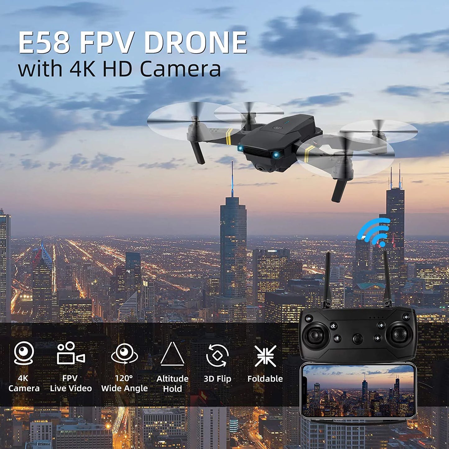 4K Camera Drone for Adults - Foldable Mini Quadcopter with Wifi FPV, Multiple Flight Modes & 3D Flip - Perfect Gift for Kids & Beginners!