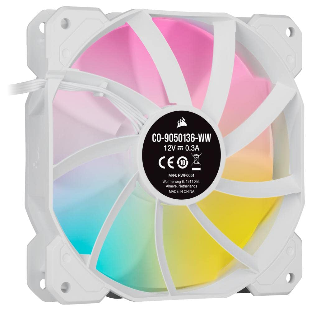 Icue SP120 RGB Elite 120mm White PWM Performance Fan - Enhance Your PC's Cooling and Aesthetics!