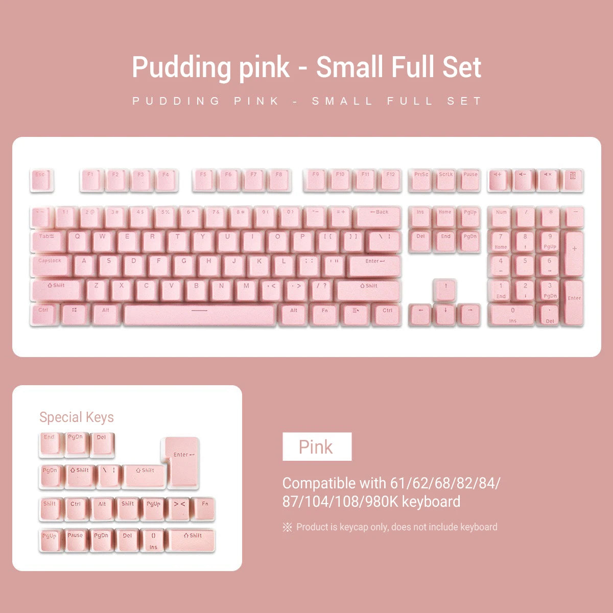 129-Key OEM Profile PBT Double Shot Pudding Keycaps for MX Switch Mechanical Keyboards - ISO Layout with RGB Backlighting