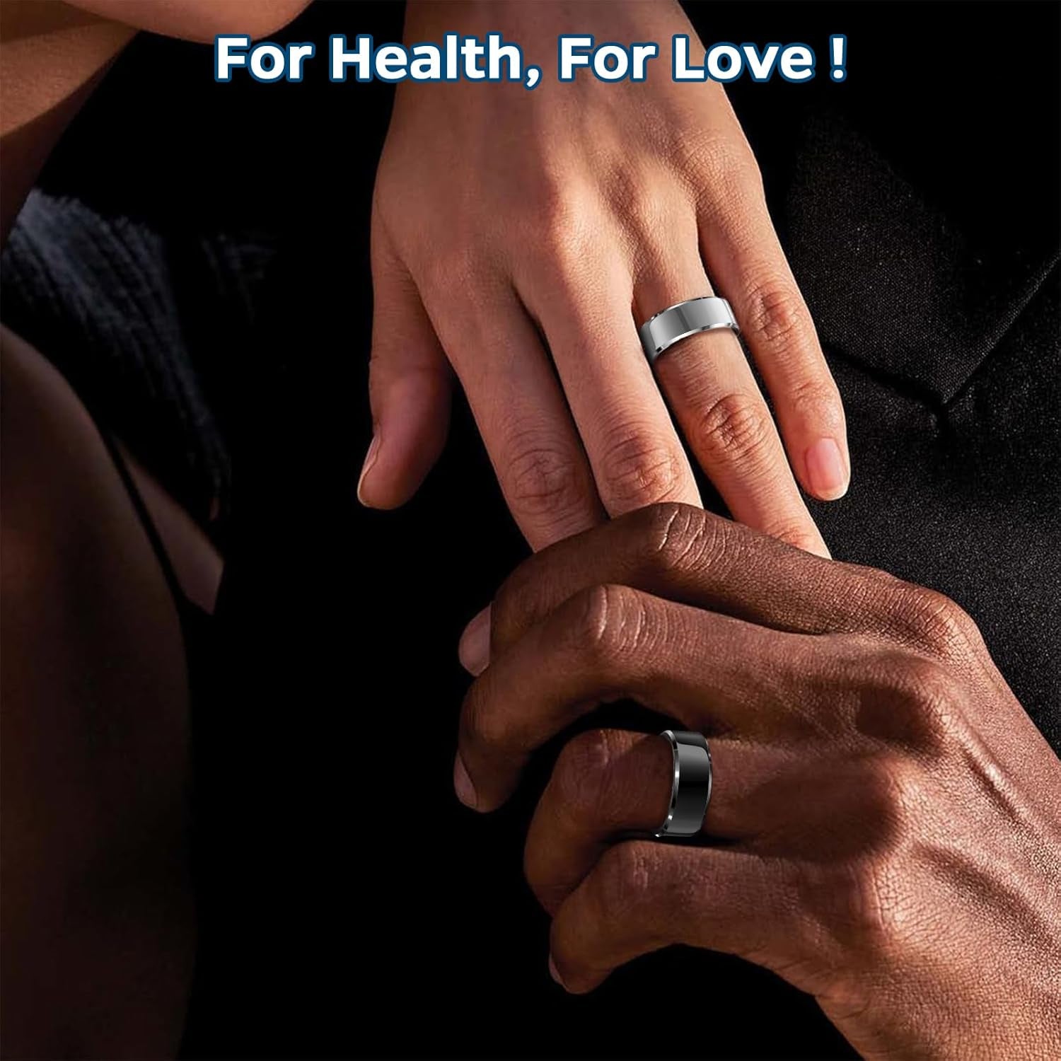 Smart Health Tracker Ring - Waterproof Fitness & Sleep Monitor with Heart Rate, Activity Tracking, Air Gestures, 7-Day Battery Life for iOS & Android (Black, Size #10)