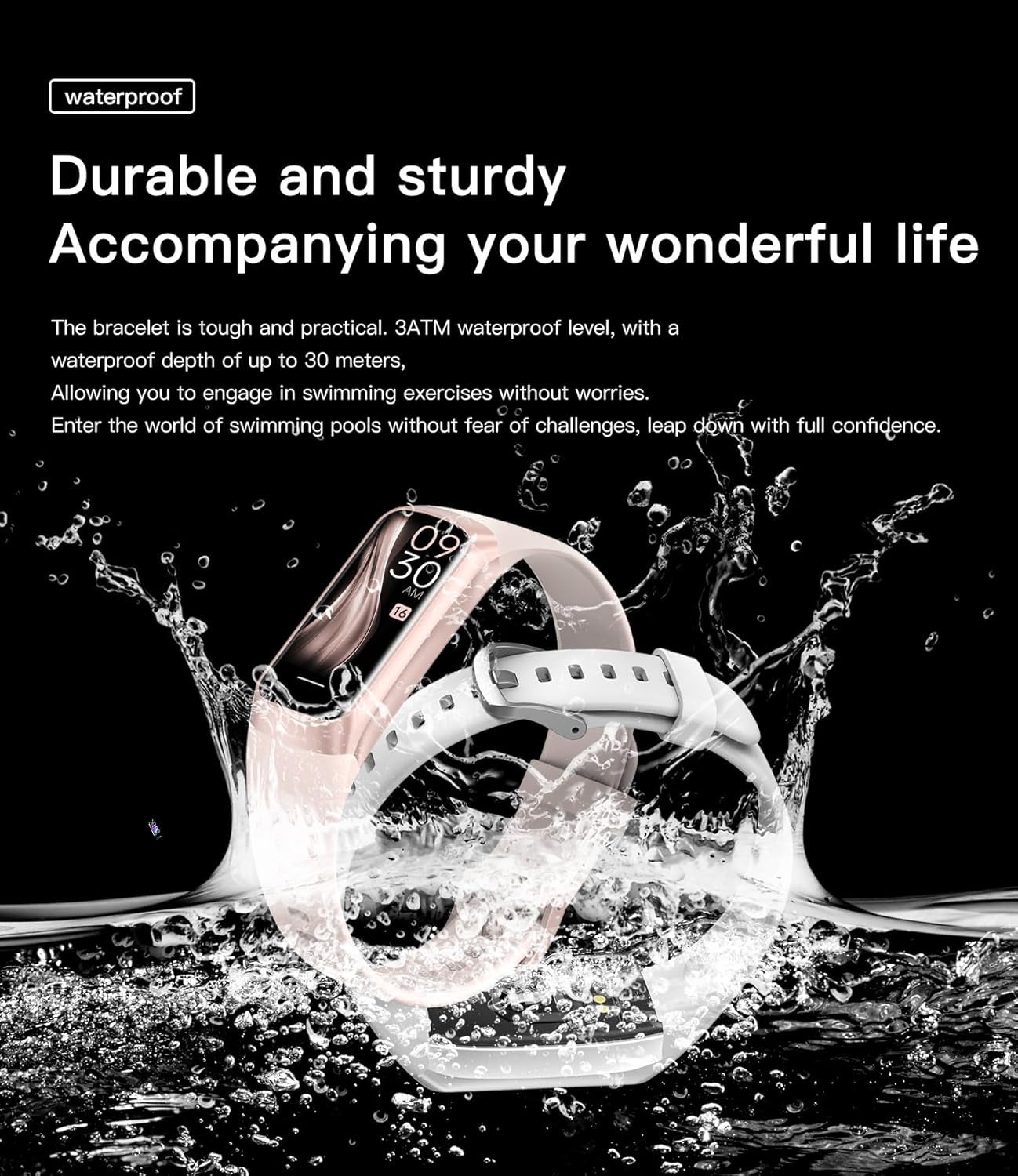 Advanced AMOLED Fitness Tracker for Men & Women - Waterproof Health Monitor with Blood Pressure, Calorie Tracking & Alarm Function for Android & iOS