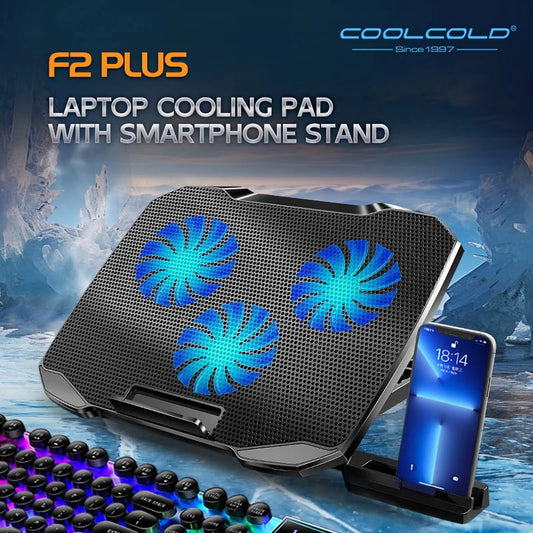 Stay Cool While You Game! 🌟 Laptop Cooling Pad with 3 Powerful Fans for 10-15.6" Notebooks & Gaming Laptops + Handy Phone Holder! 💻🔥
