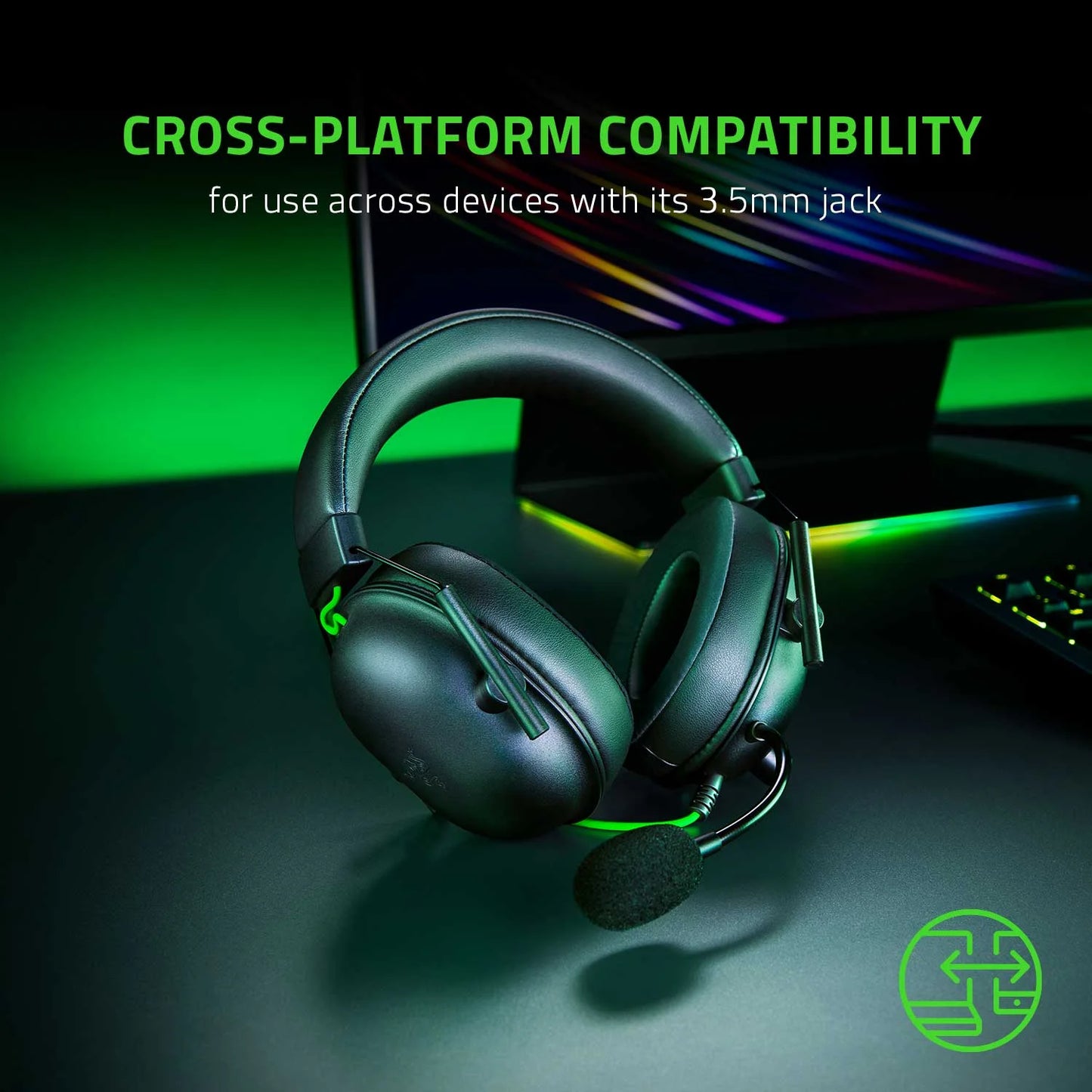 Blackshark V2 X Wired Esports Headset - Multi-Platform Compatibility, 3.5mm Jack, Sleek Black Design