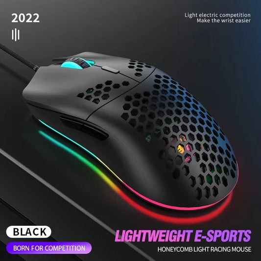 M1 Ultralight Wired Gaming Mouse - 69G Honeycomb Design, RGB Chroma Backlighting, 6400 DPI, Ergonomic for Laptop and PC Gamers