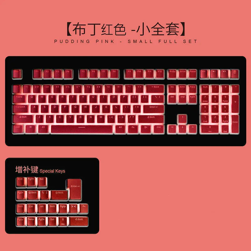 129-Key OEM Profile PBT Double Shot Pudding Keycaps for MX Switch Mechanical Keyboards - ISO Layout with RGB Backlighting
