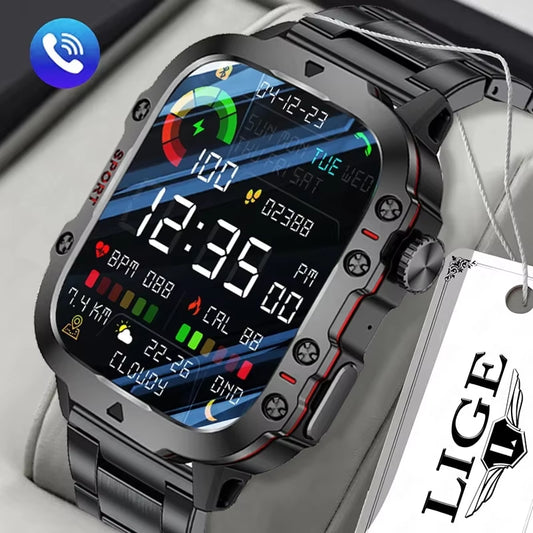 Ultimate Smart Watch: 1.96" Touchscreen, Bluetooth Calling, Voice Assistant, Fitness Tracker & Waterproof Design for Men