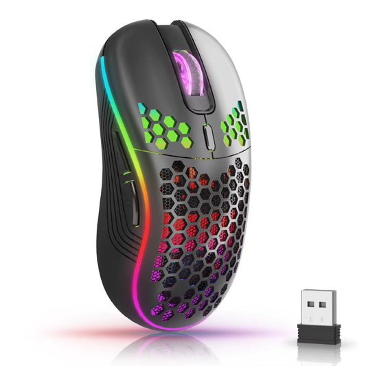 Level up your gaming with our 2.4G Wireless RGB Mouse! 🎮✨ Ergonomic honeycomb design, 6 customizable buttons, and fast Type C recharge. Get your game on! 🖱️💨 #GamingGear #RGBMouse #ErgonomicDesign