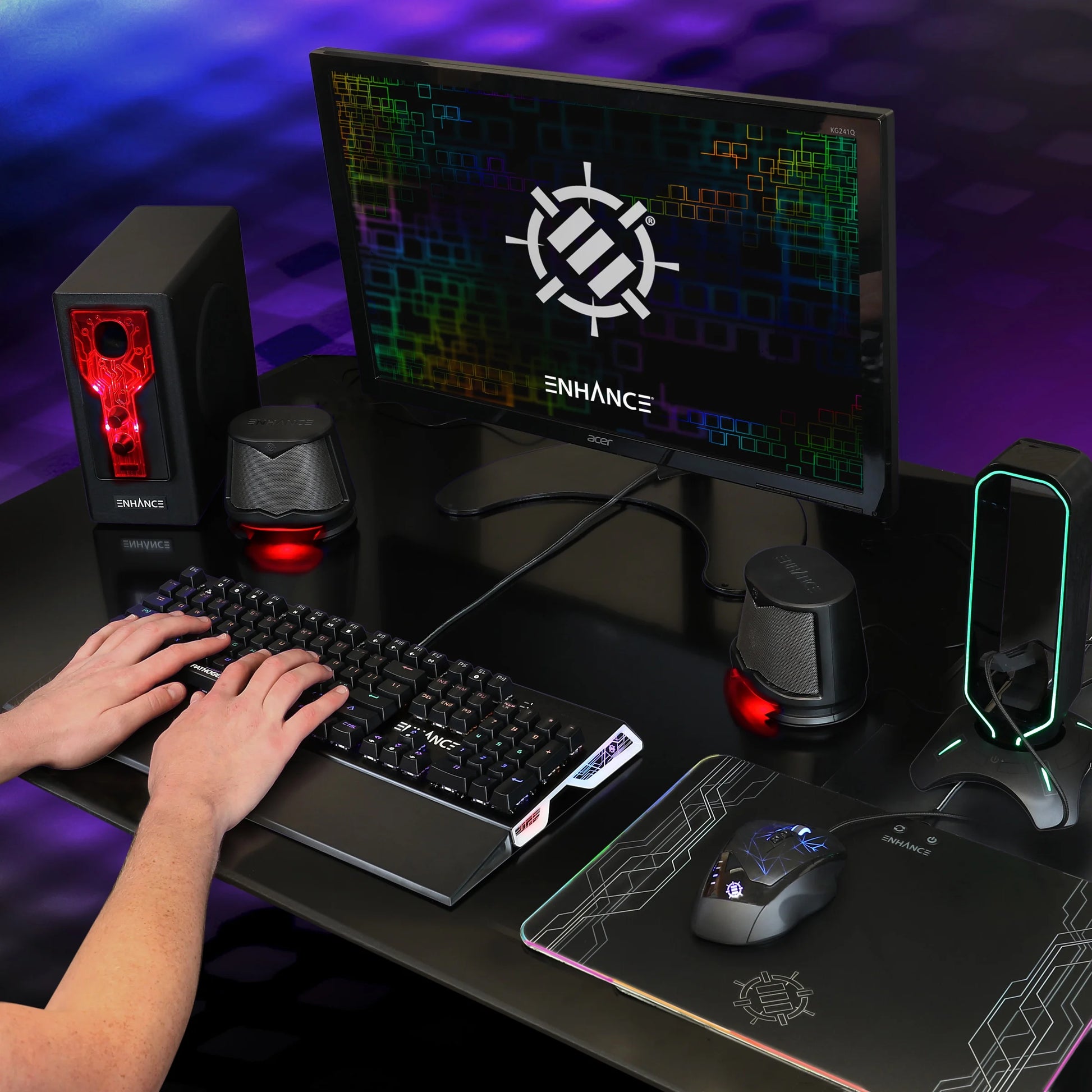 Elevate Your Desktop Sound with SB 2.1 Speakers! 🎶🔥 Subwoofer, Red LED Lights & Custom Volume/Bass Control!