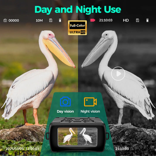 Ultimate Night Vision Goggles - 10X Digital Binoculars with 7-Level Infrared, 32GB HD Photo & Video, Type-C Rechargeable