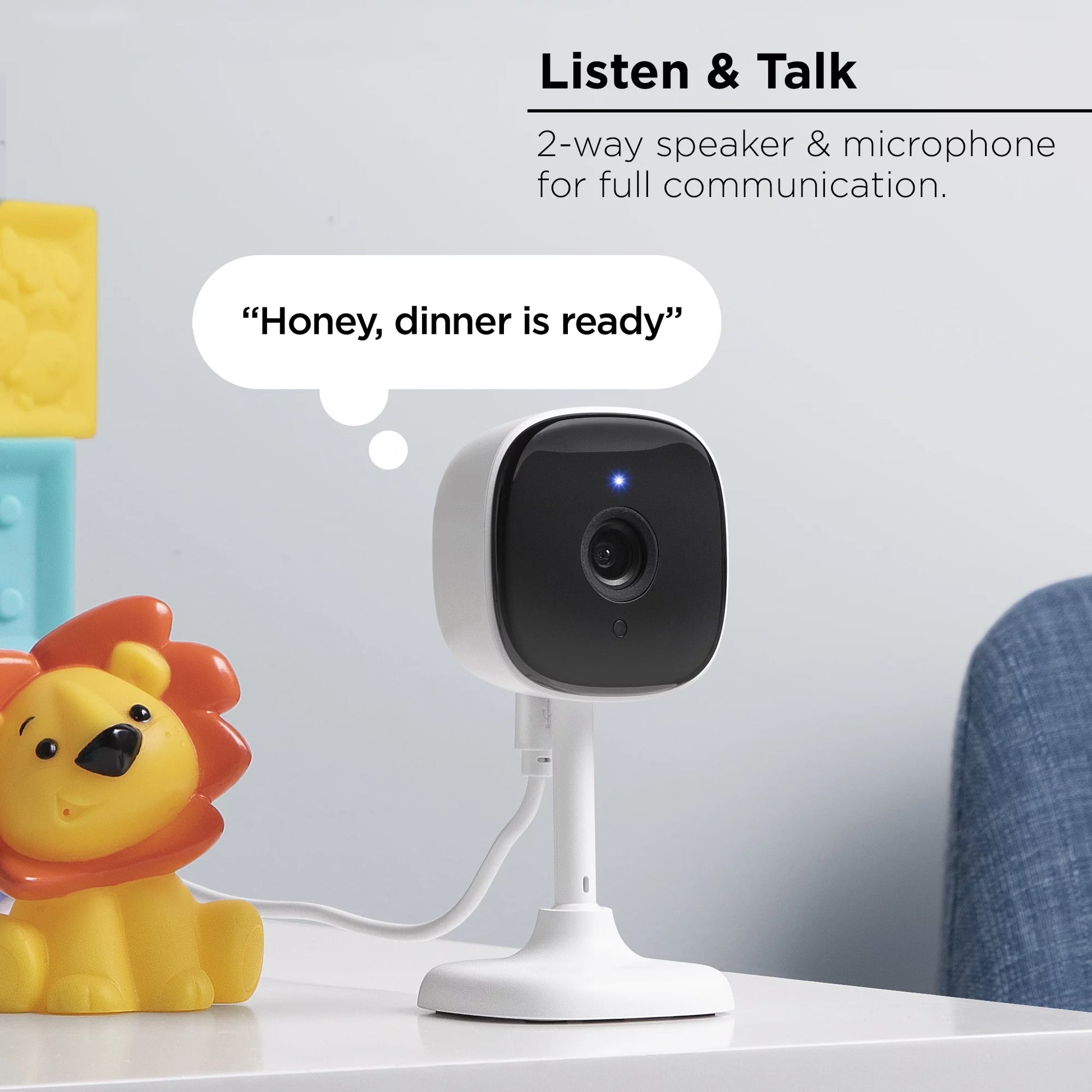 1080P Smart Indoor Camera with Voice Control - Seamless 2.4 GHz Wi-Fi Connectivity