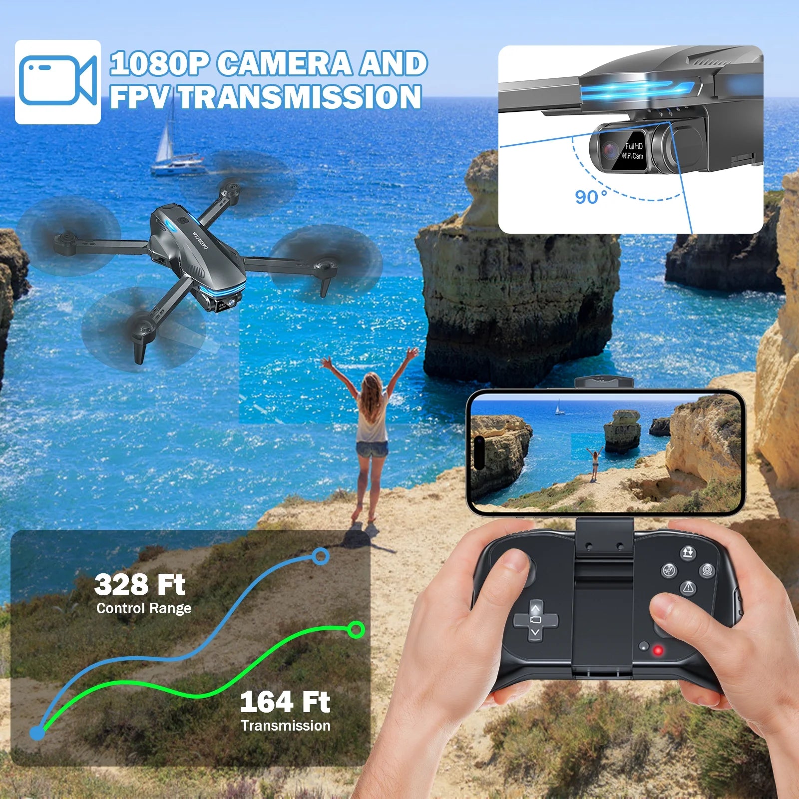 Capture stunning aerial views with our 1080P FPV Drone for adults! 🚁✨ Featuring a powerful brushless motor and optical flow positioning for smooth flights! #DronePhotography #AerialAdventure