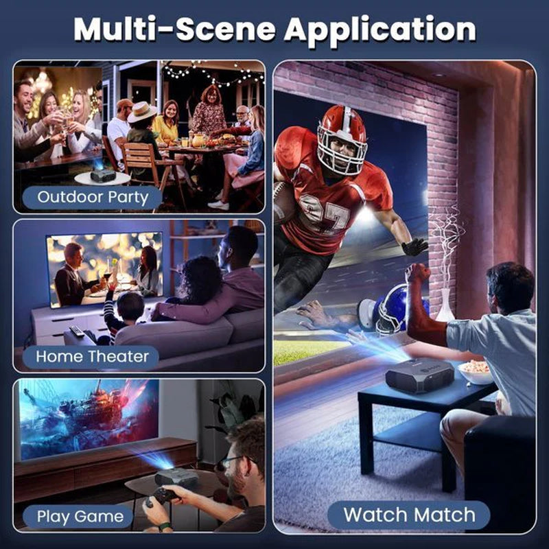 Ultra HD 1080P Projector with 5G WiFi & Bluetooth - 4K Ready, Perfect for Phones, PCs, TV Sticks & PS5