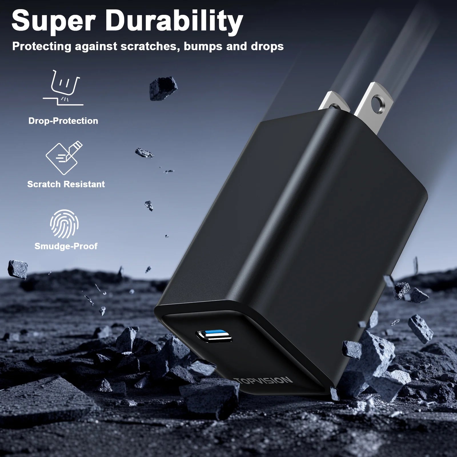 65W USB-C Fast Charging Wall Adapter for Apple and Android Devices, Single Pack
