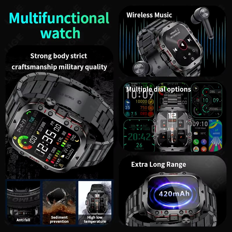 Ultimate Smart Watch: 1.96" Touchscreen, Bluetooth Calling, Voice Assistant, Fitness Tracker & Waterproof Design for Men