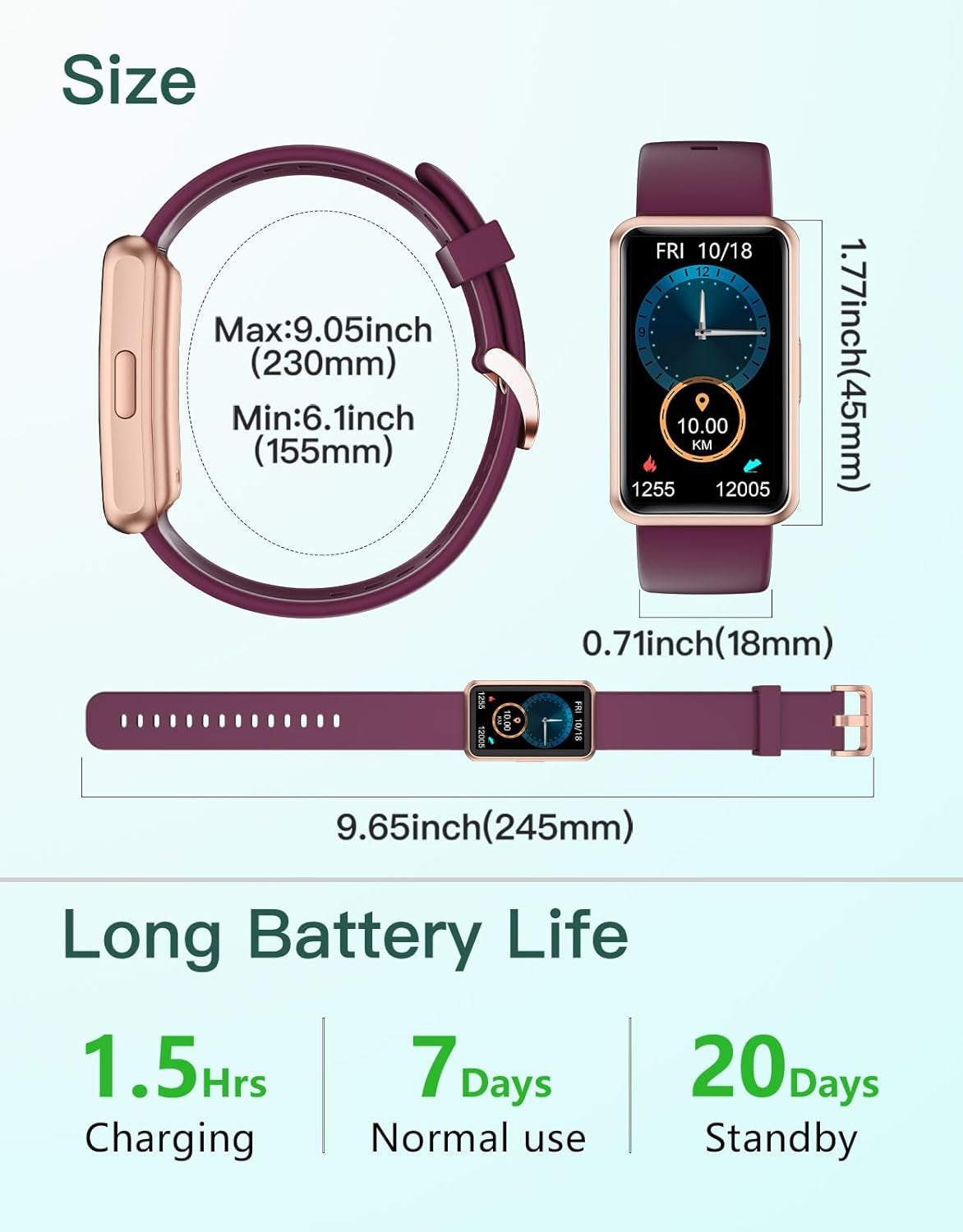 Ultimate Fitness Tracker - No Bluetooth, No App, No Phone Required! Waterproof Smart Watch for Men & Women - Full Touch Screen, Steps & Calories Counter, Sleep Tracker, Alarm Clocks (Purple)