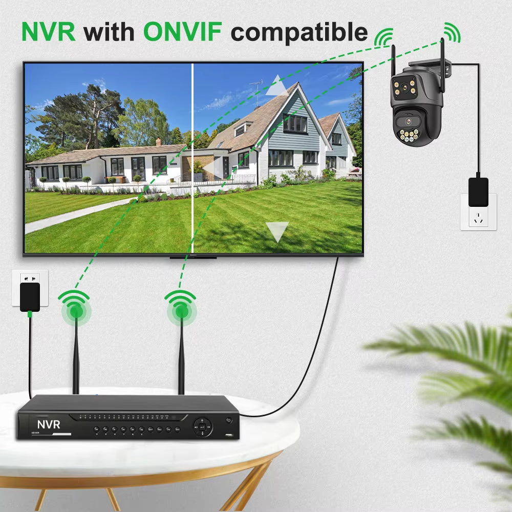 4K Dual Lens Outdoor PTZ WiFi Camera - 8MP HD Auto Tracking Security CCTV Surveillance