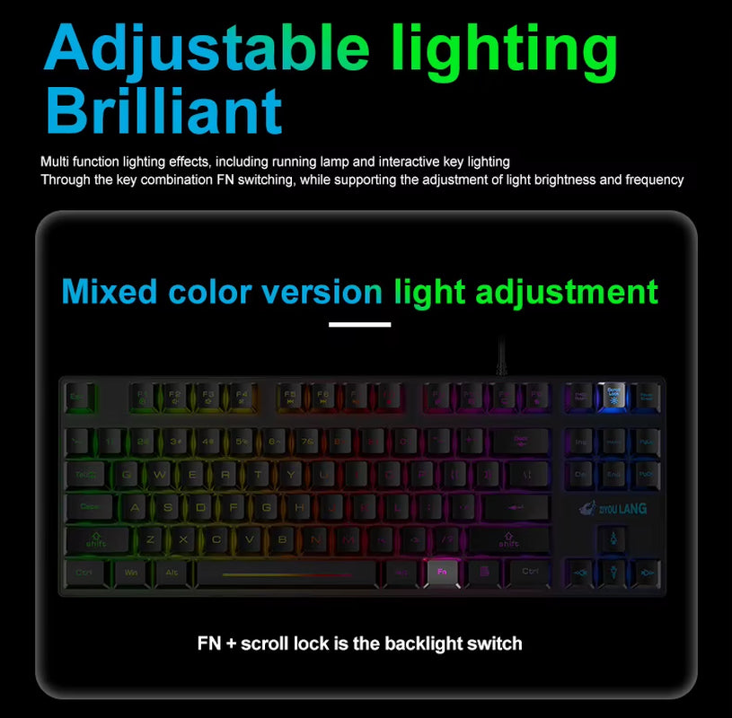 K16 Waterproof Portable Gaming Keyboard with Mechanical Feel, Backlit Ergonomics, and Colorful Design
