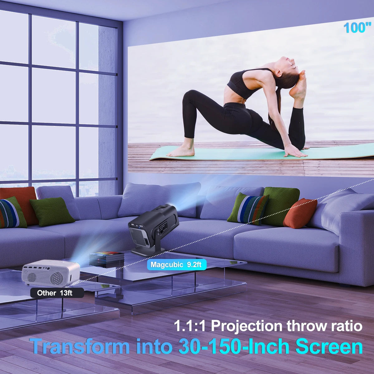 Upgrade Your Home Theater with the Android 11 390ANSI HY320 4K Native 1080P Projector - Dual WiFi 6 & BT 5.0 for Outdoor Cinema Fun!