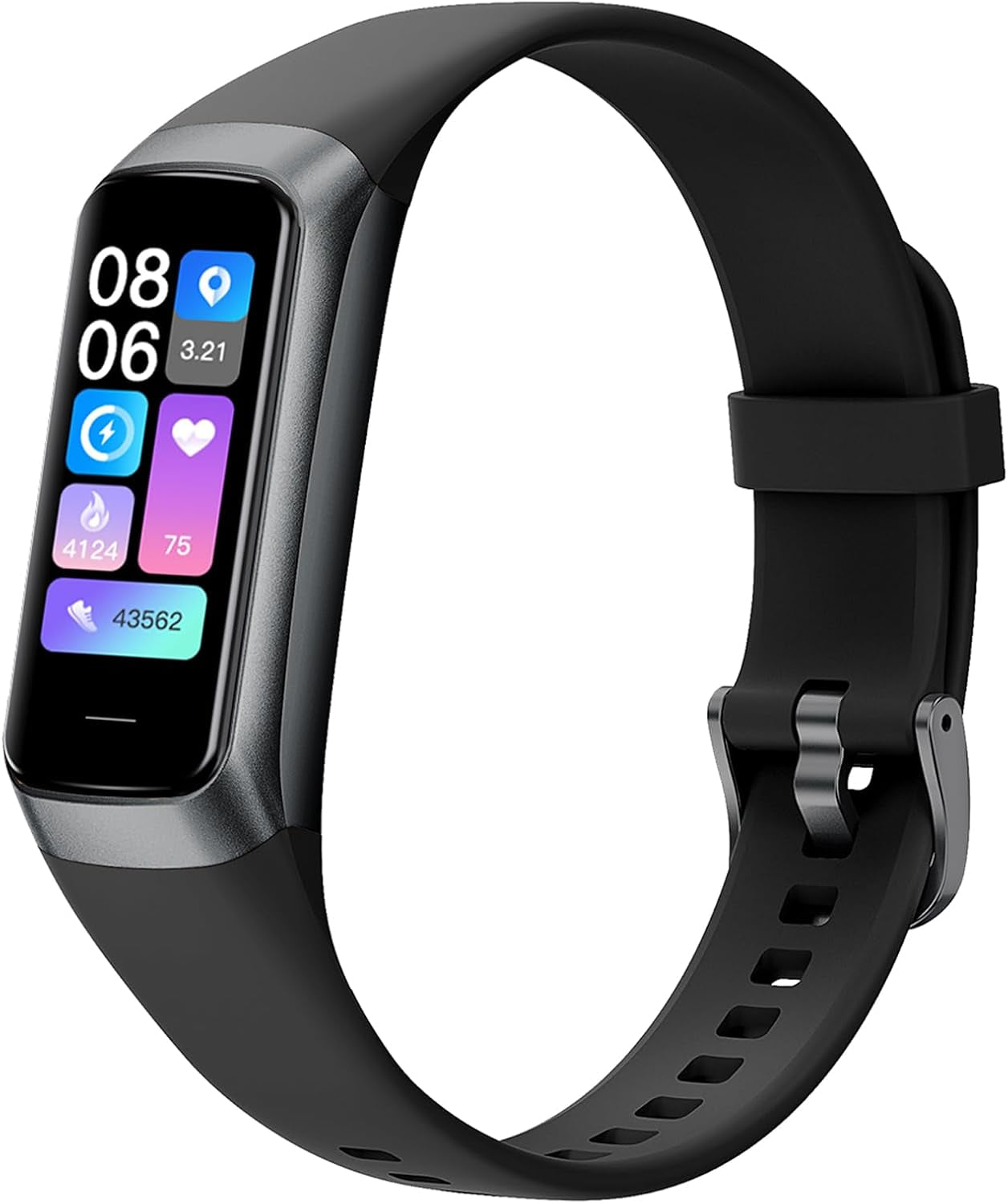 Advanced AMOLED Fitness Tracker for Men & Women - Waterproof Health Monitor with Blood Pressure, Calorie Tracking & Alarm Function for Android & iOS