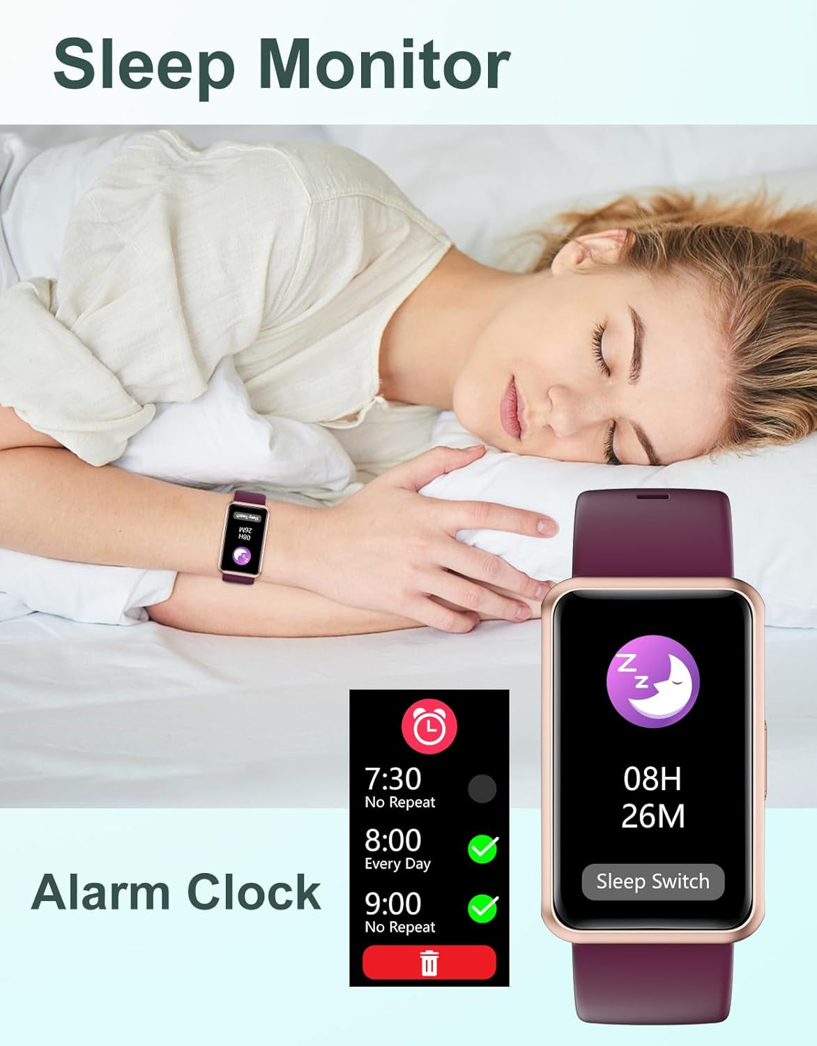 Ultimate Fitness Tracker - No Bluetooth, No App, No Phone Required! Waterproof Smart Watch for Men & Women - Full Touch Screen, Steps & Calories Counter, Sleep Tracker, Alarm Clocks (Purple)