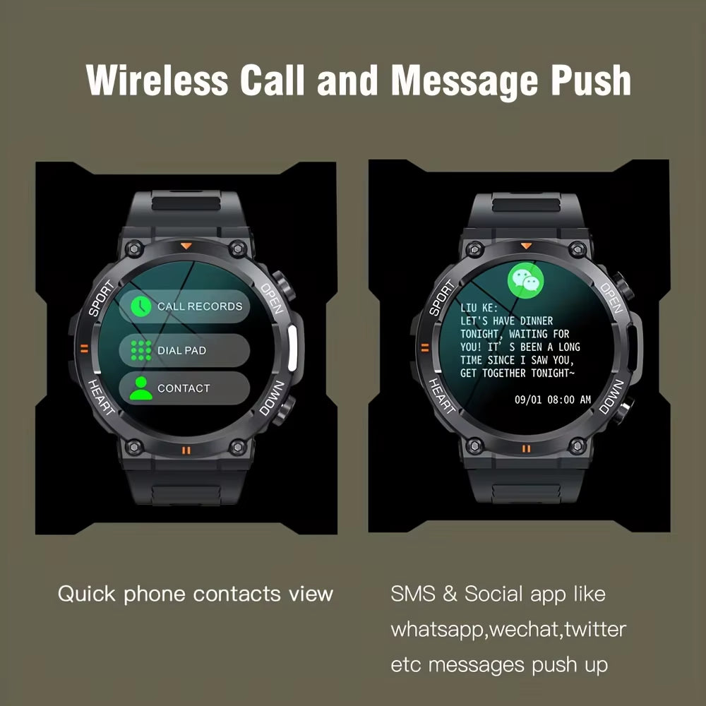 K56Pro Men's Smart Watch with Heart Rate Monitor, Bluetooth Connectivity, 400mAh Long Battery Life, 1.39-Inch 360x360 HD Display for Outdoor Activities
