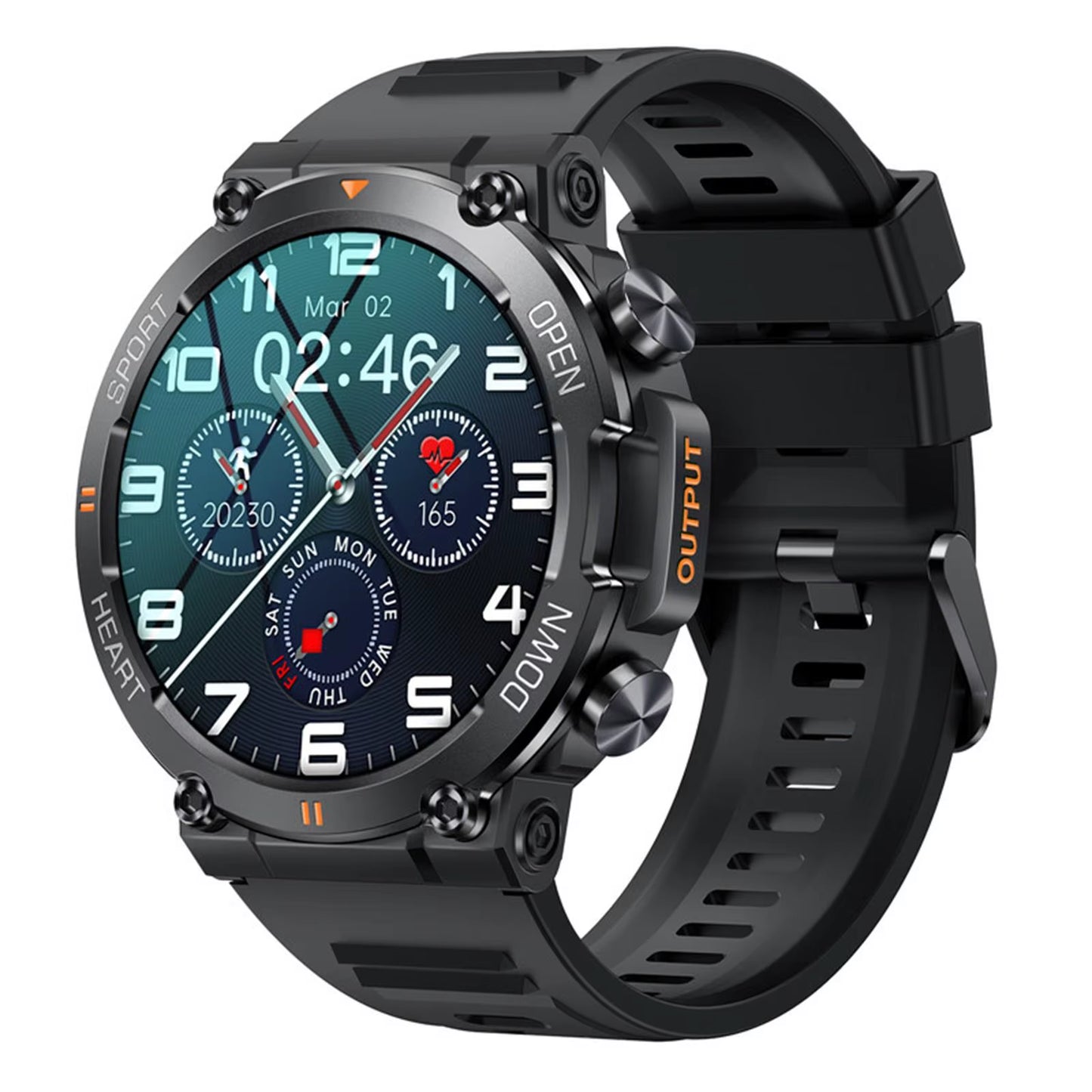 K56Pro Men's Smart Watch with Heart Rate Monitor, Bluetooth Connectivity, 400mAh Long Battery Life, 1.39-Inch 360x360 HD Display for Outdoor Activities