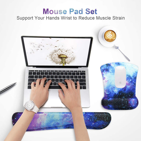 Upgrade Your Workspace: Galaxy Ergonomic Mouse Pad & Wrist Rest Set for Ultimate Comfort and Pain Relief! 🌌🖱️✨
