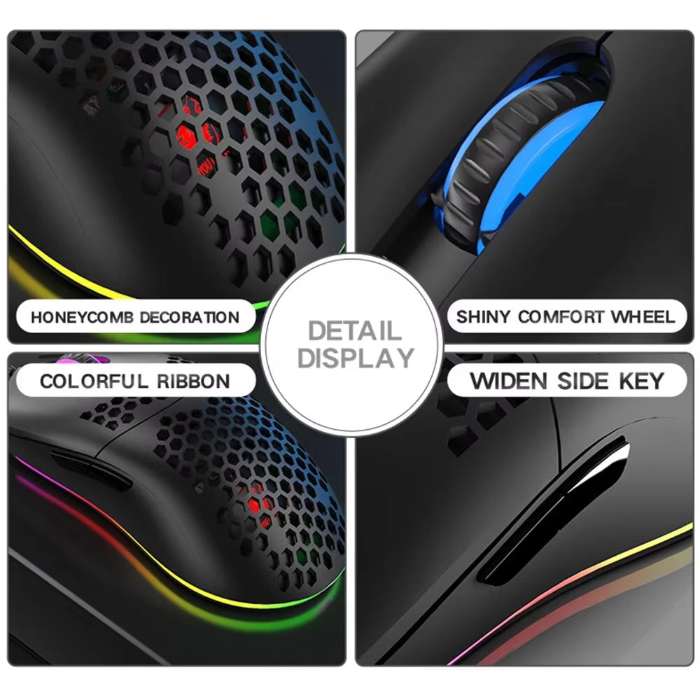 M1 Ultralight Wired Gaming Mouse - 69G Honeycomb Design, RGB Chroma Backlighting, 6400 DPI, Ergonomic for Laptop and PC Gamers